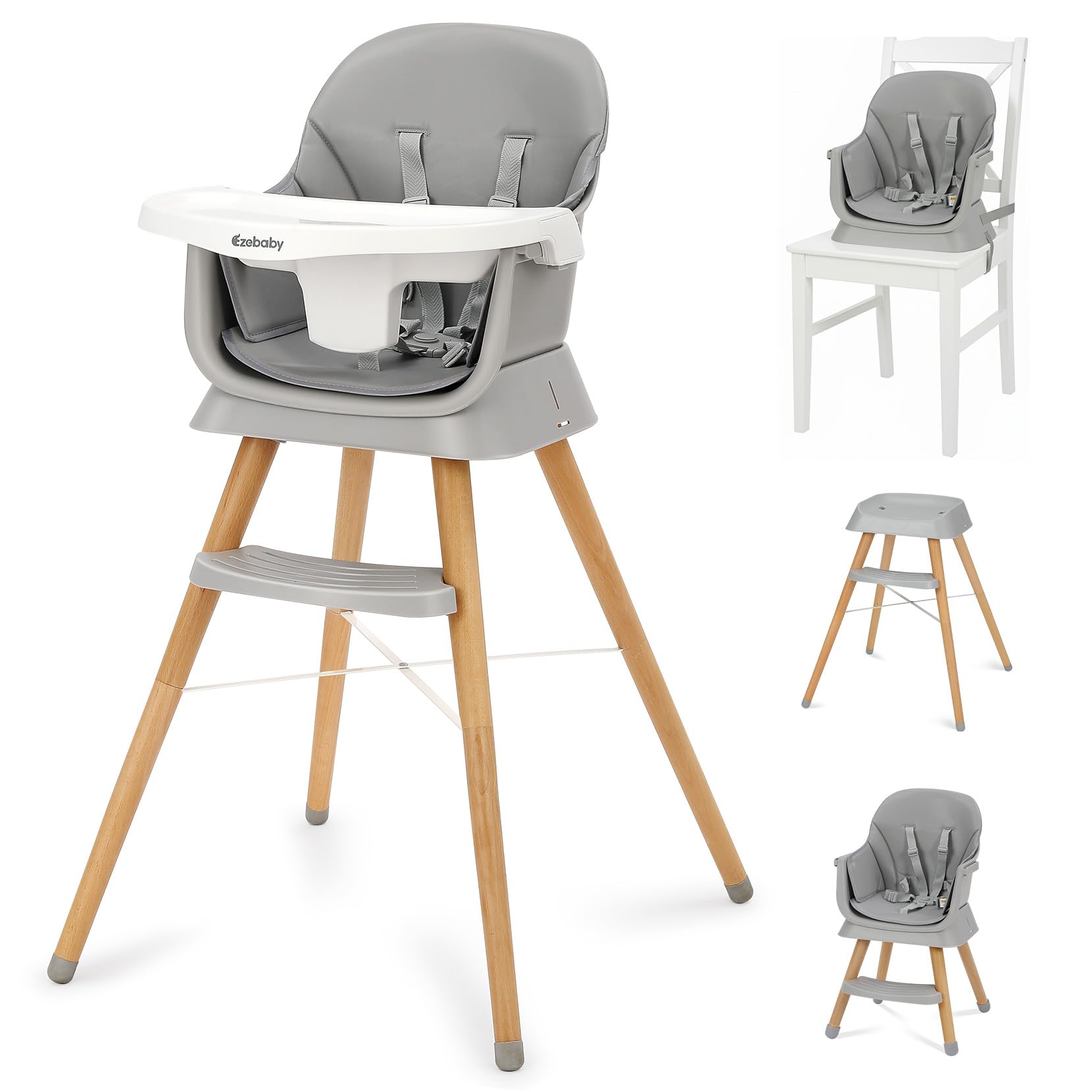 Amazon.com : Ezebaby 6 in 1 Wooden High Chairs for Babies and